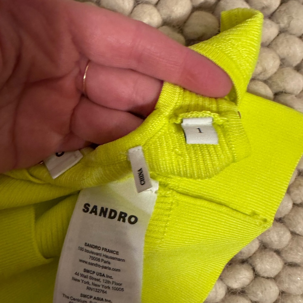 Sandro Neon Lime Ribbed Cropped Tank - Picture 4 of 6